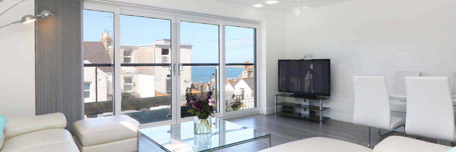 apartment living room looking out to the sea