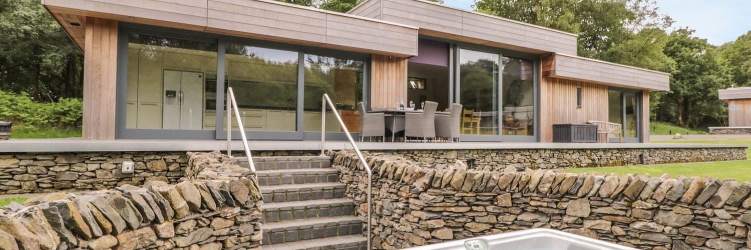 Modern luxury property overlooking a private hot tub