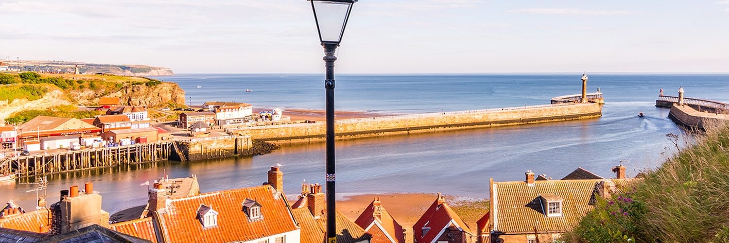 Looking down a road in Whitby in Yorkshire